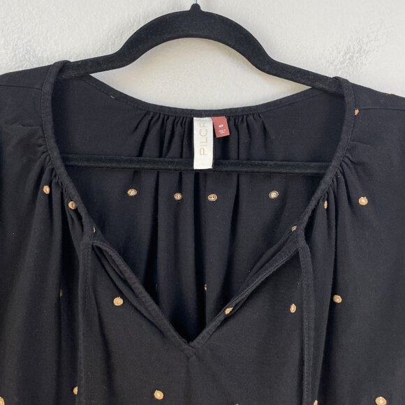 Pilcro Blouse Womens Medium Black Embroidered Peasant Boho Top Long Sleeve MP - Picture 9 of 11